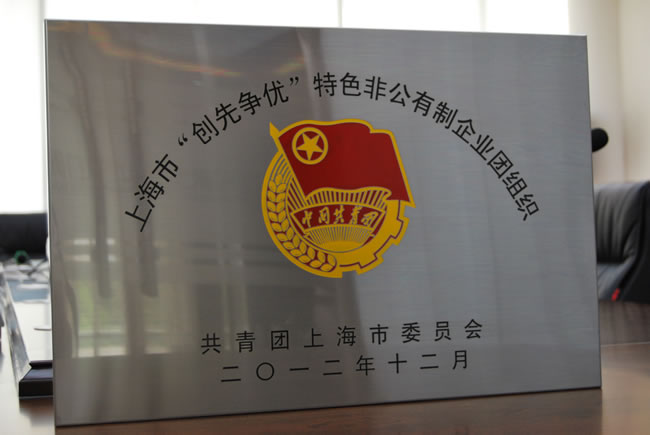 上海市‘創(chuàng)先爭(zhēng)優(yōu)’特色非公有制企業(yè)團(tuán)組織-獎(jiǎng)牌
